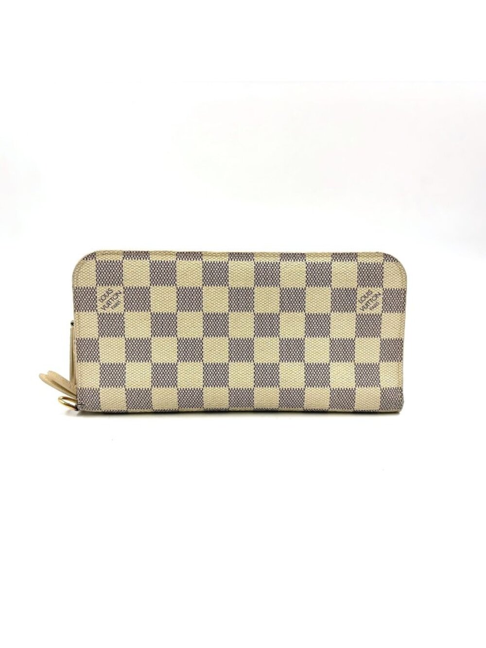 Louis Vuitton Portefeuille Insolite Damier Azur Leather White Bifold Wallet Gold